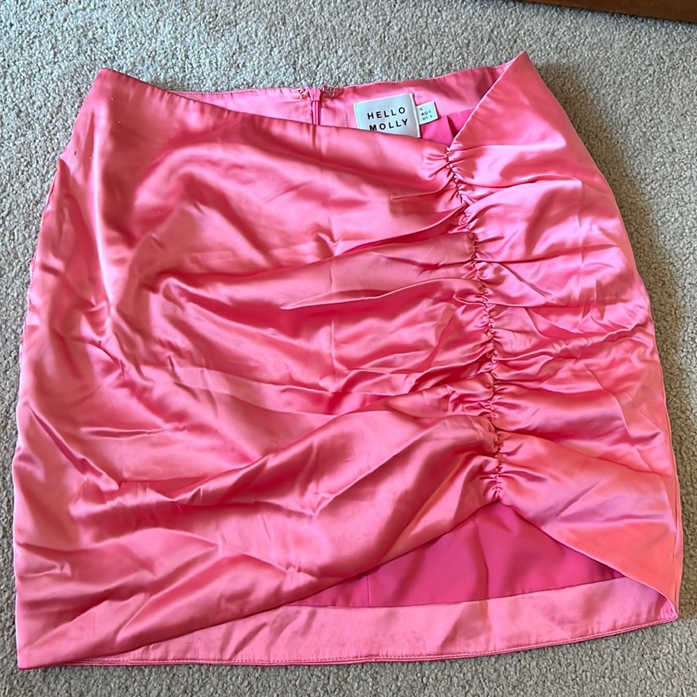 Pink satin hello molly skirt